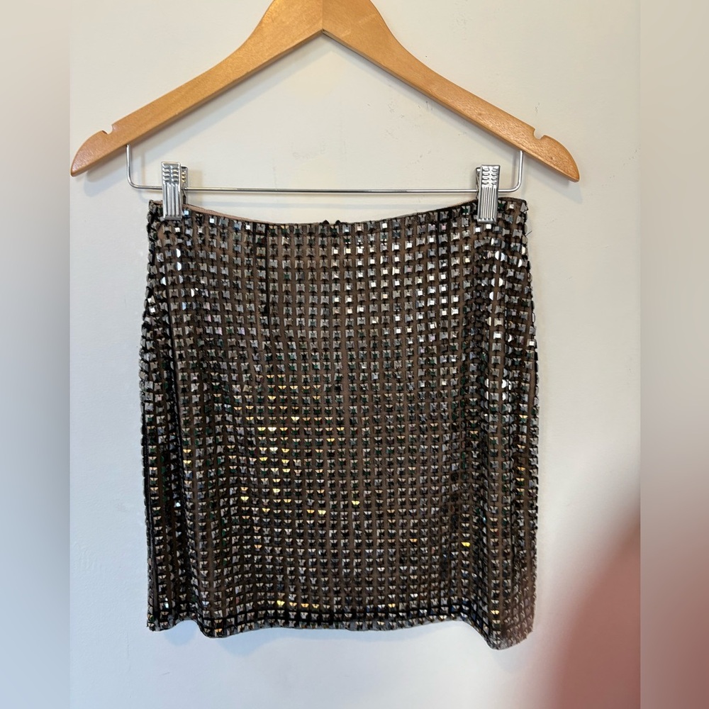 L’AGENCE Embellished Mirror Studded Sequin Mini Skirt Size 2